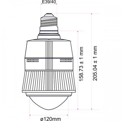 Wymiary żarówki przemysłowej LED 75W 120