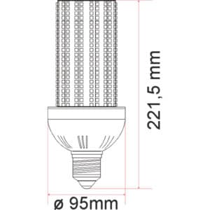 Wymiary żarówki przemysłowej LED CORN